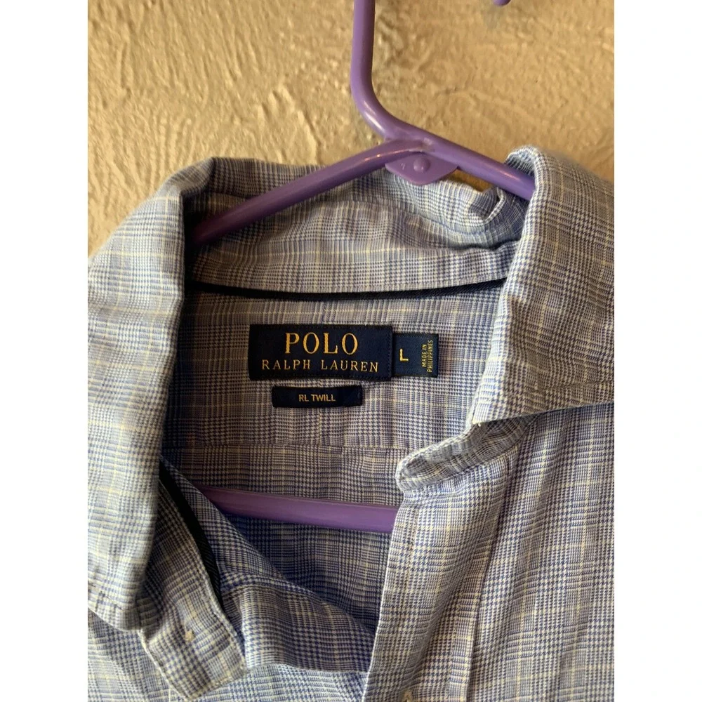 Polo Ralph Lauren RL Twill Plaid‎ Button Front Shirt Long Sleeve Size Large